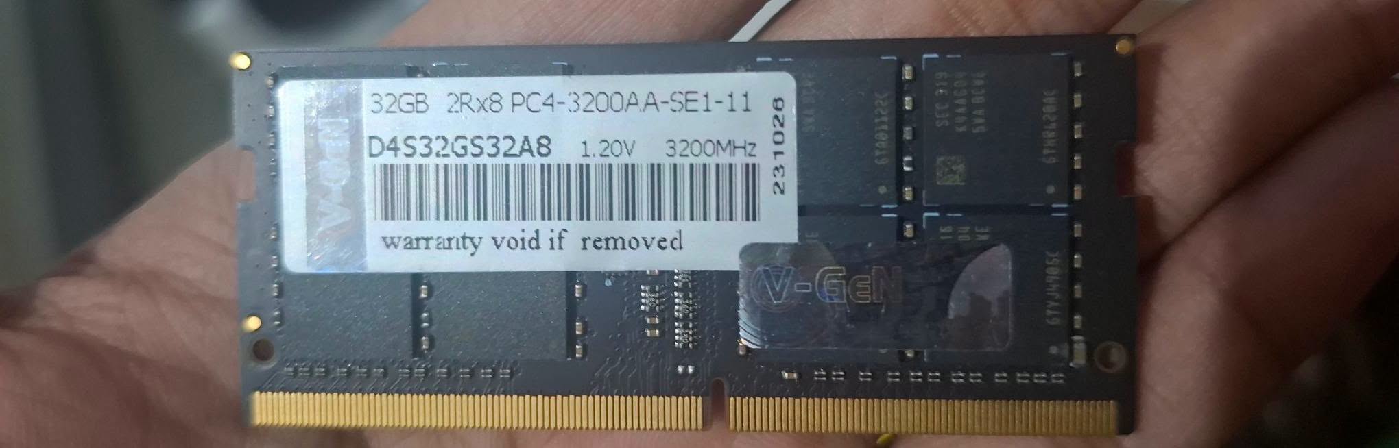 Ram Laptop 32gb D4 3200mhz Vgen